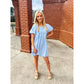 Puff Sleeve Mini Dress-Blue