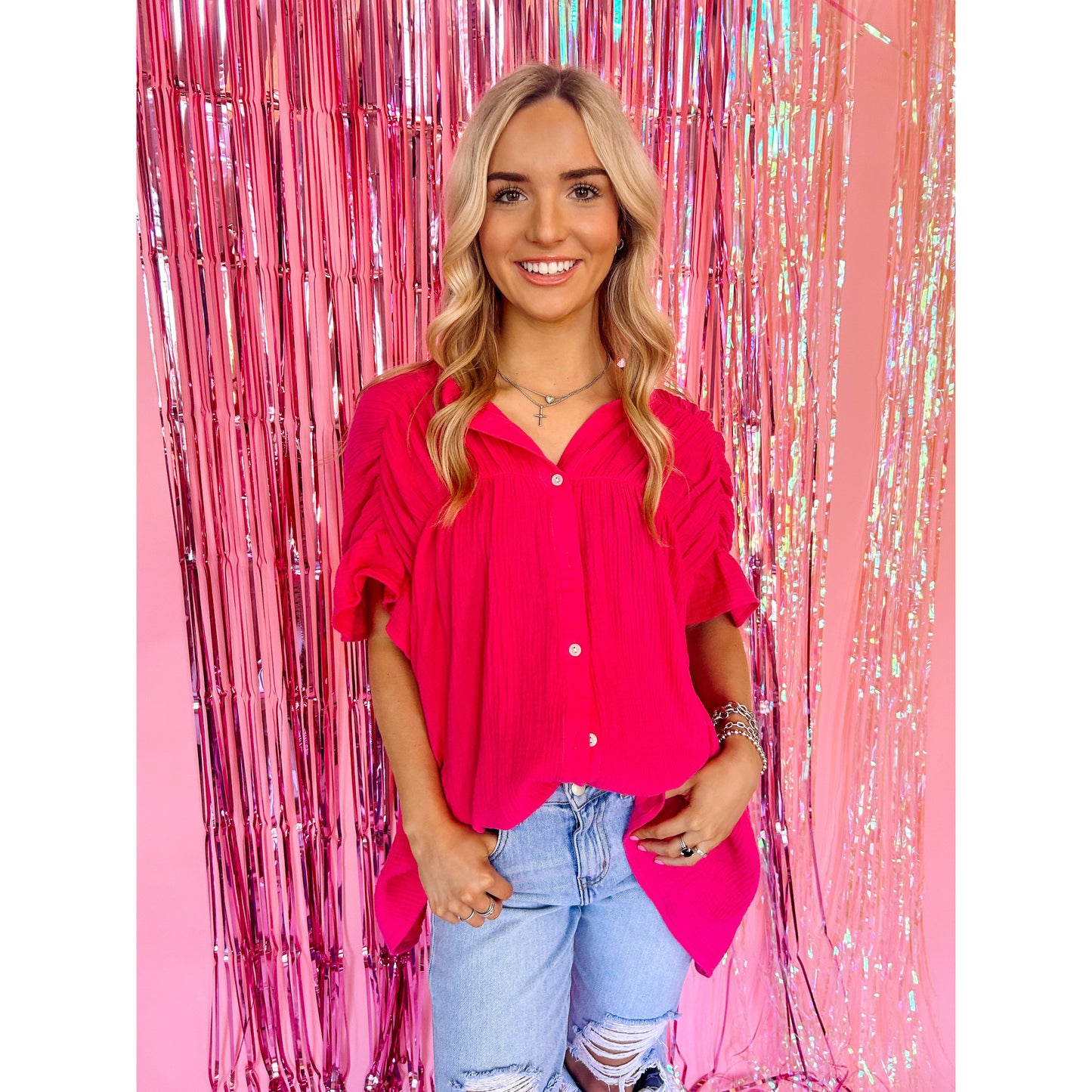 Hot Pink Flowy shirt