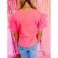 Pink Tulle Ruffle Top