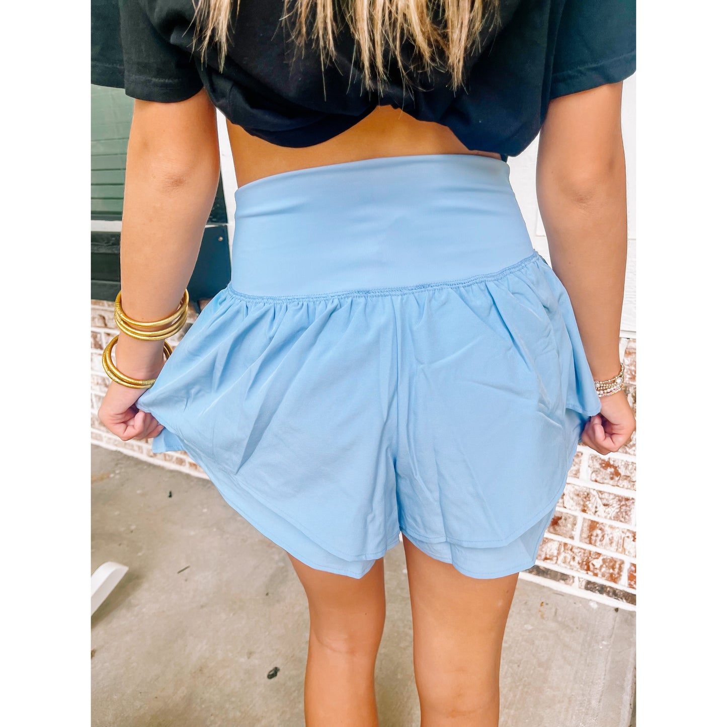 Flirty Flowy Shorts- Sky