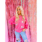 Bow Sequin Sweater-Pink