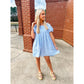 Puff Sleeve Mini Dress-Blue