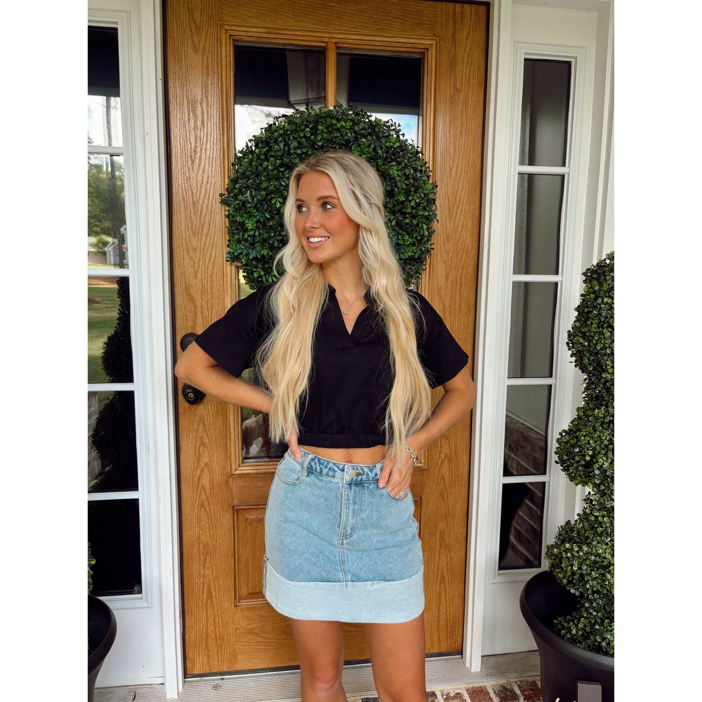 Denim mini skirt