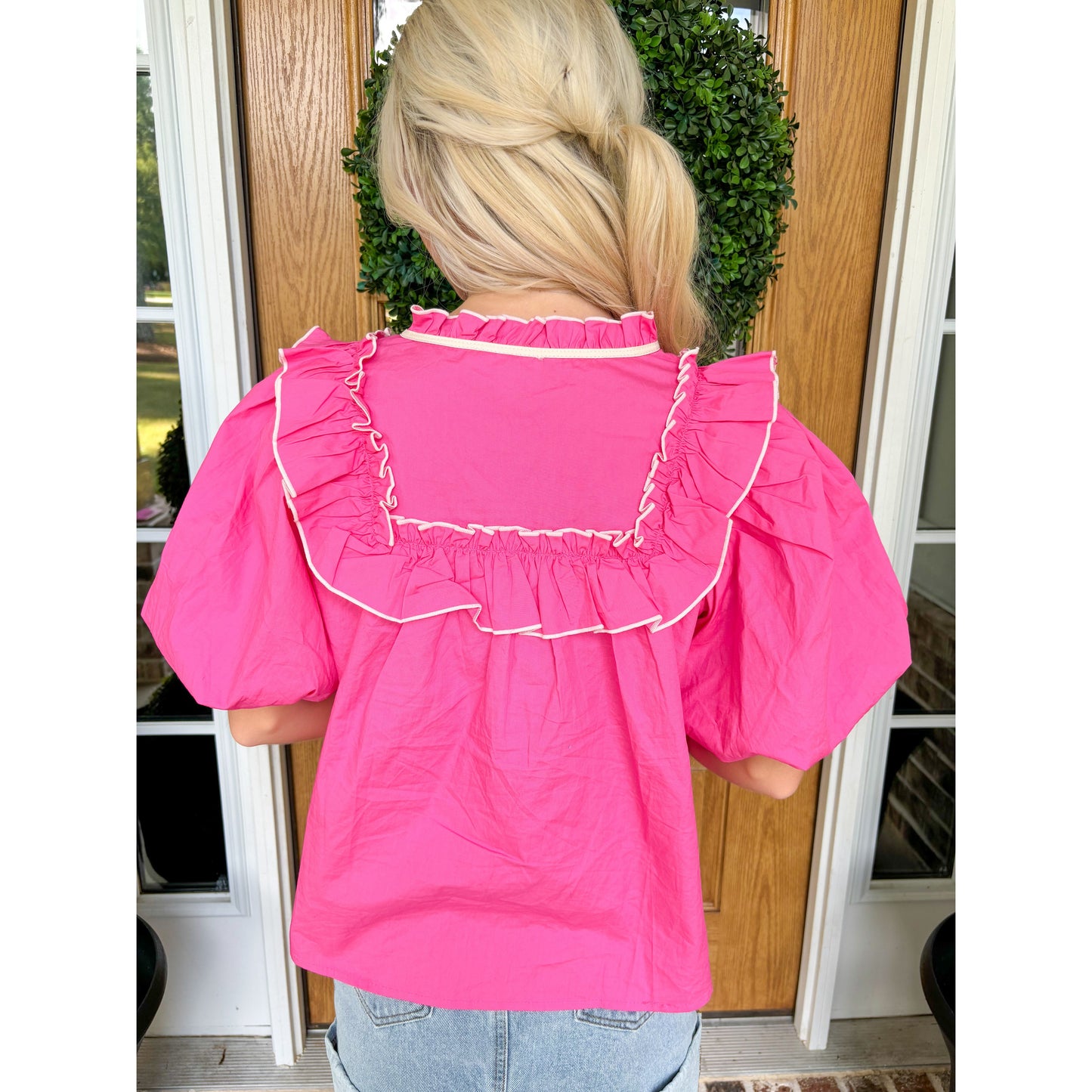 Ruffle Puff Sleeve Blouse