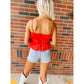 Smocked Ruffle Top-Red