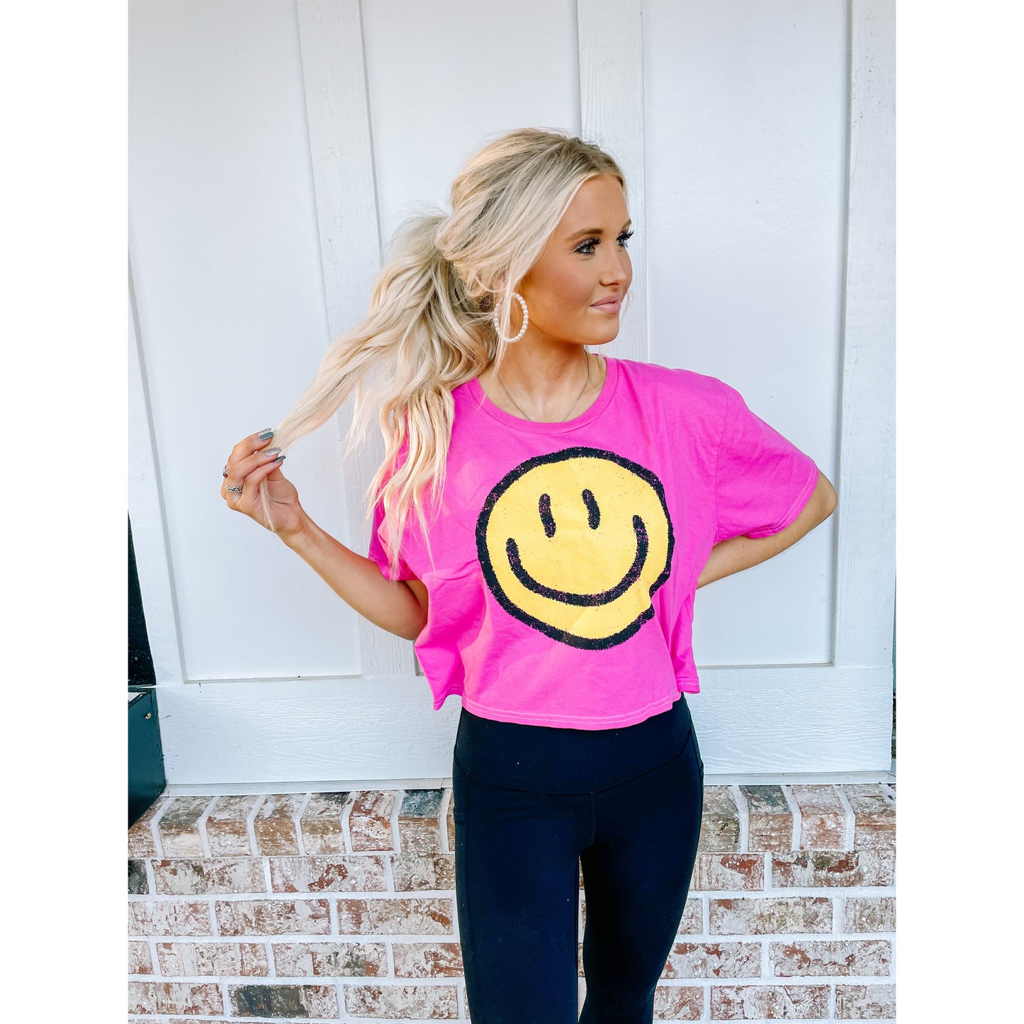 Pink Smile Cropped Shirt