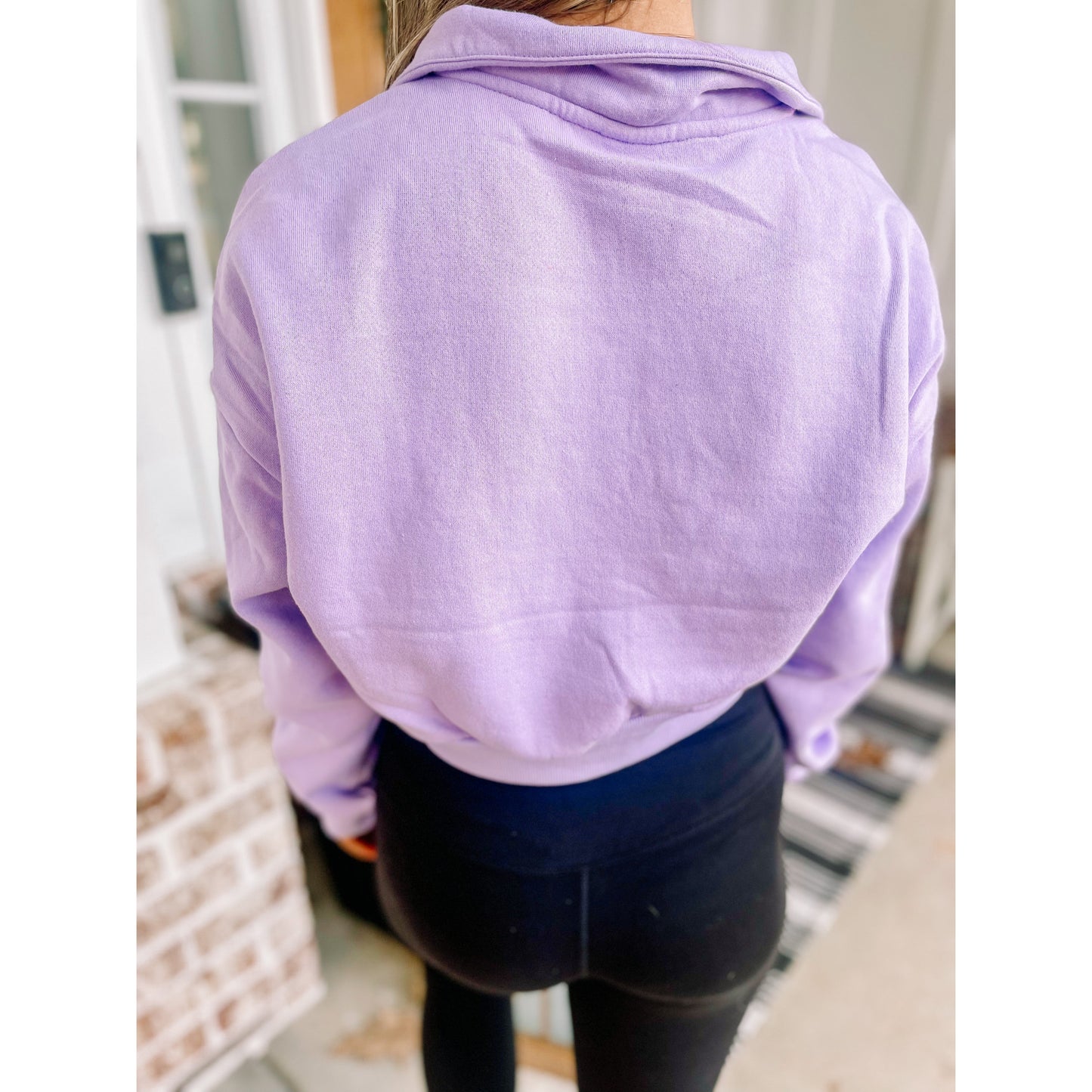 Cropped Quarter Zip Pullover- Lavender