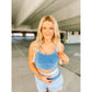Ribbed Cropped Tank-Ocean Blue