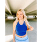 Ribbed Seamless Raceback Tank- Navy Blue