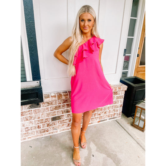 One shoulder ruffle dress