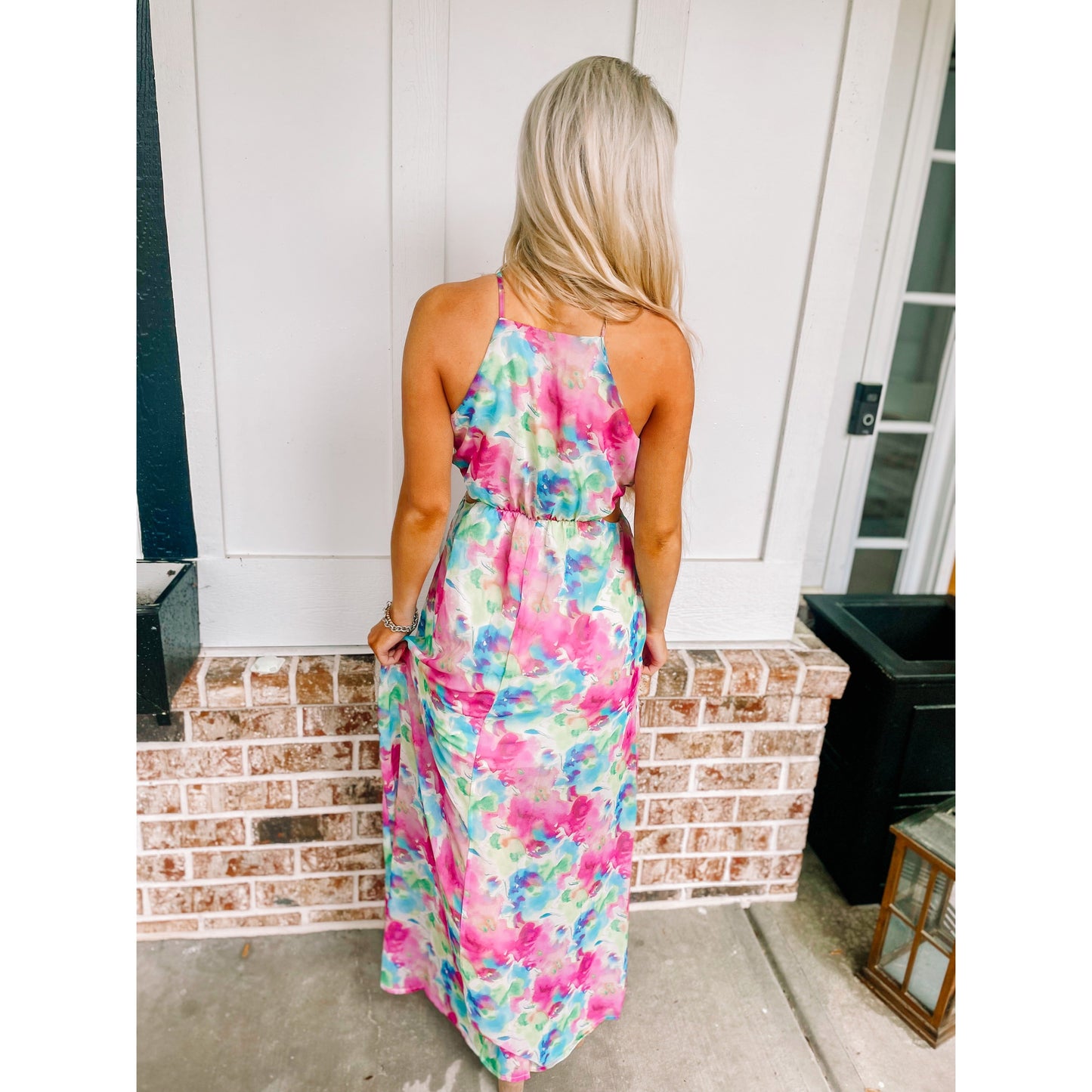 Floral Print Cut-Out Maxi Dress