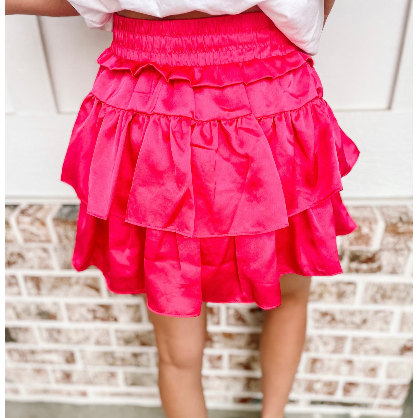 Hot Pink ruffle tiered skort