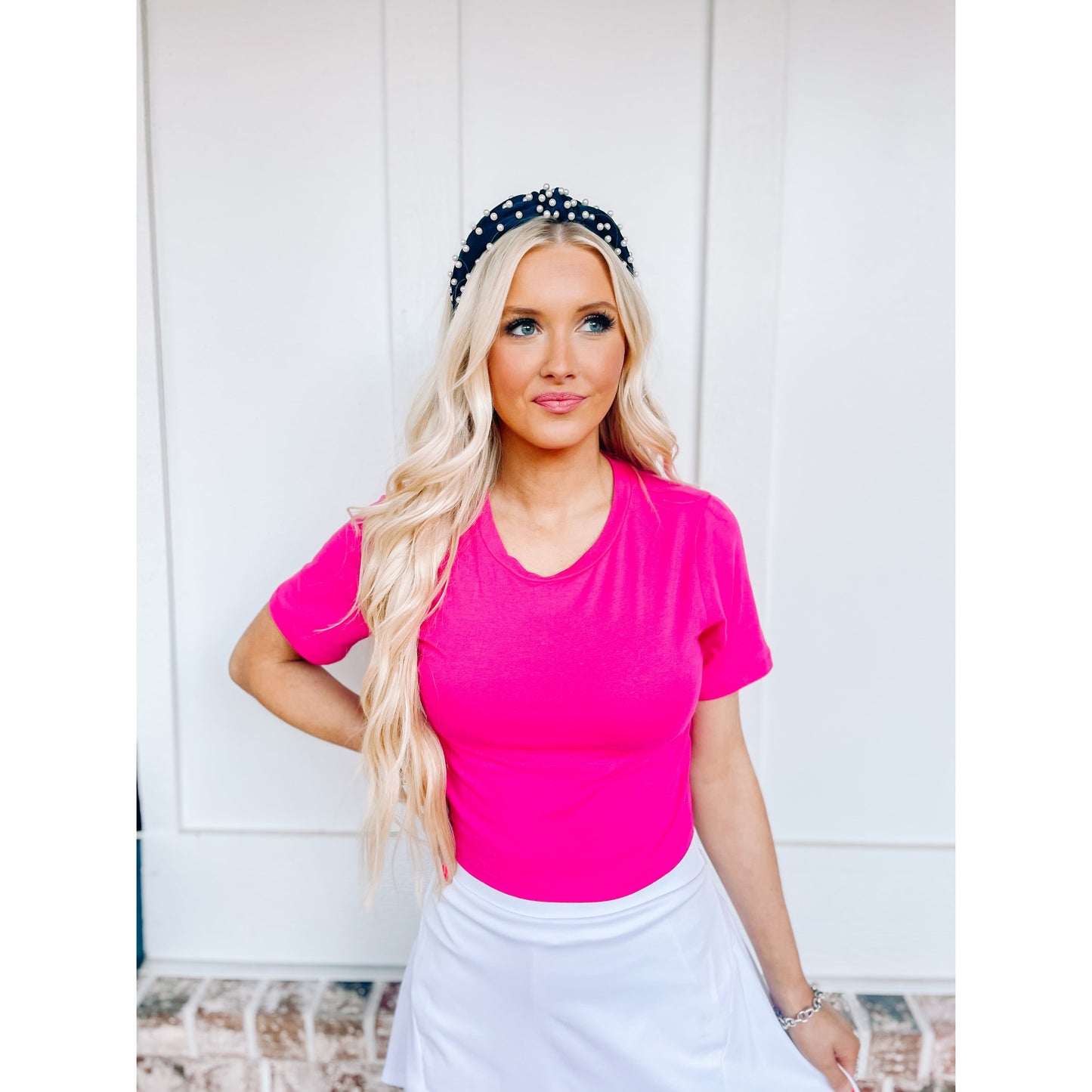 Cotton Cropped Tee- Hot Pink