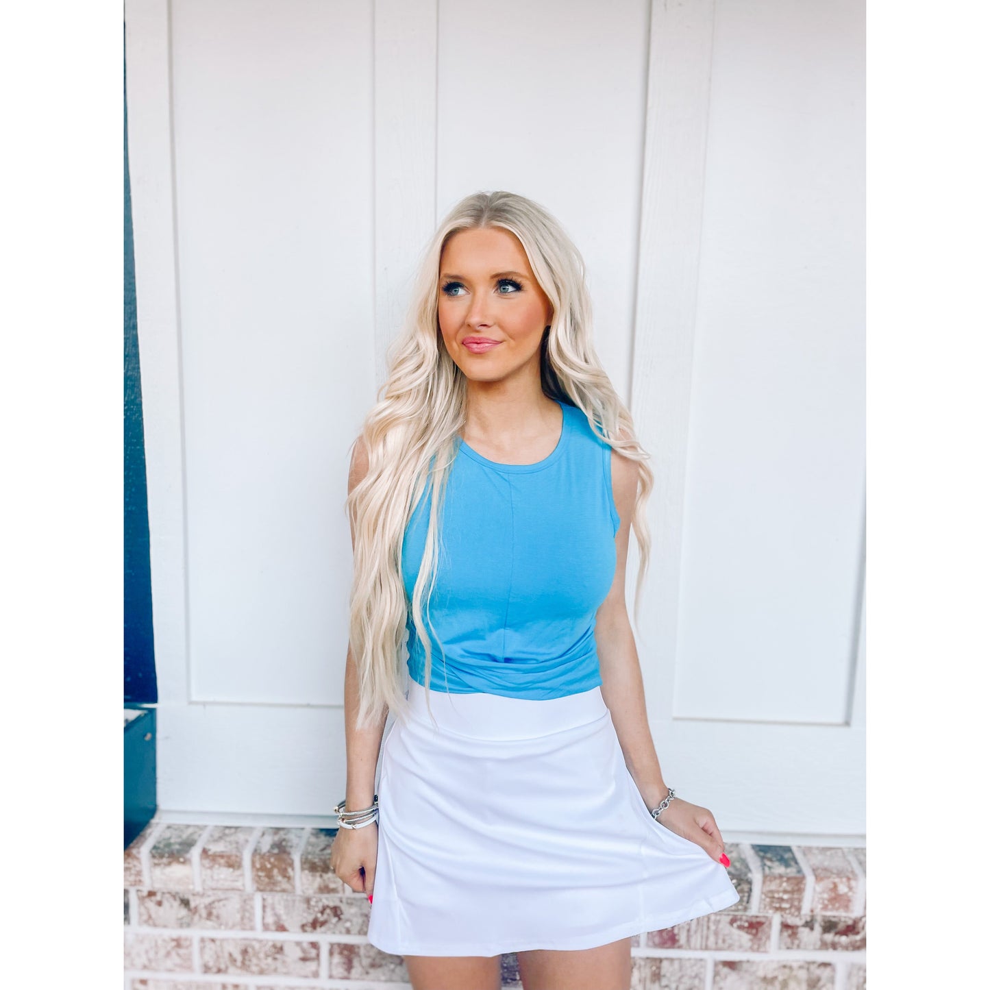 Twist Front Sleeveless Crop Top