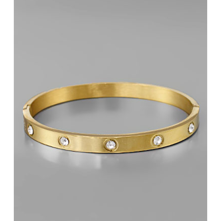 Crystal engraved gold Bracelet