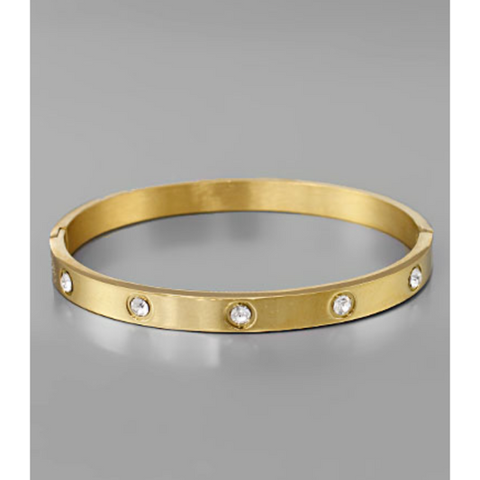 Crystal engraved gold Bracelet