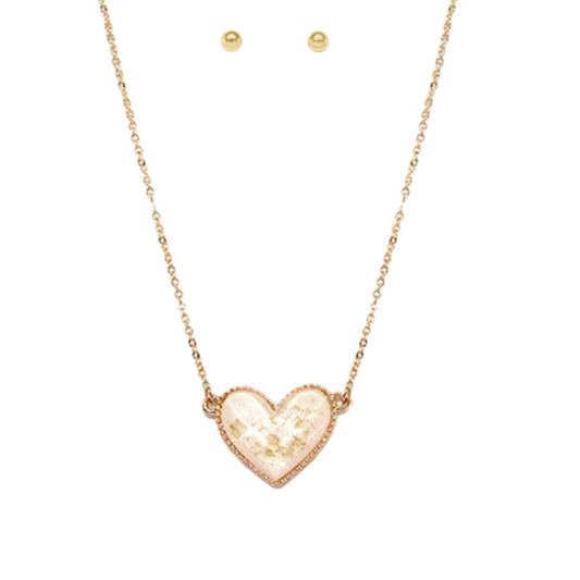 White Heart Pendant Necklace