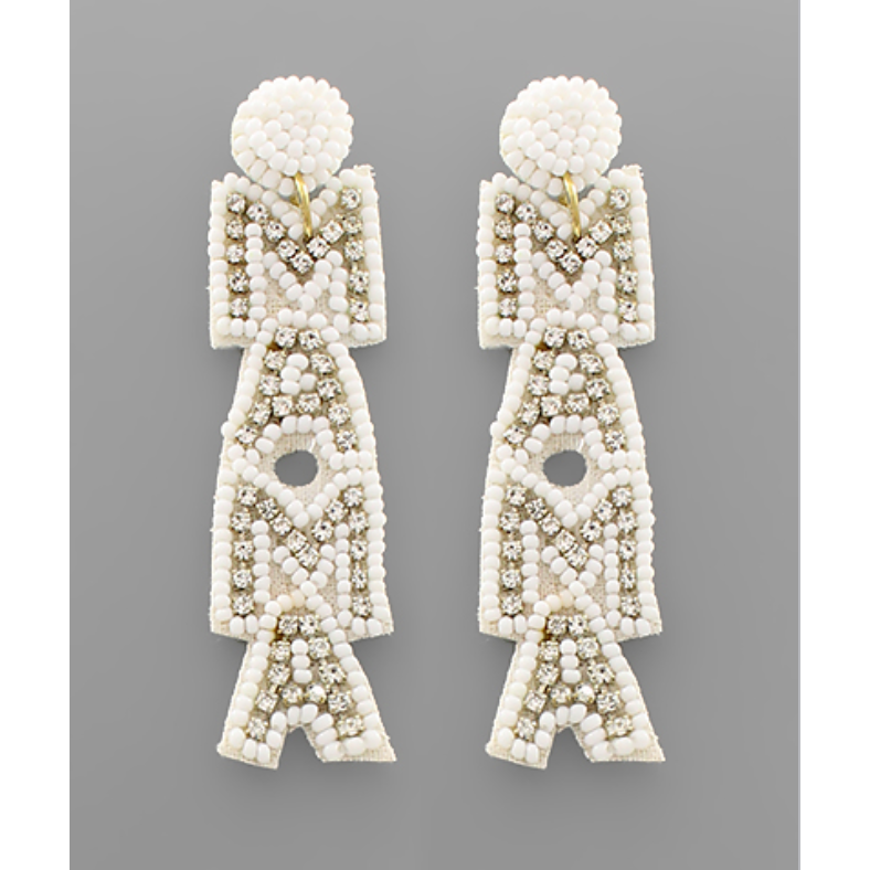 MAMA Letter Beaded Earrings