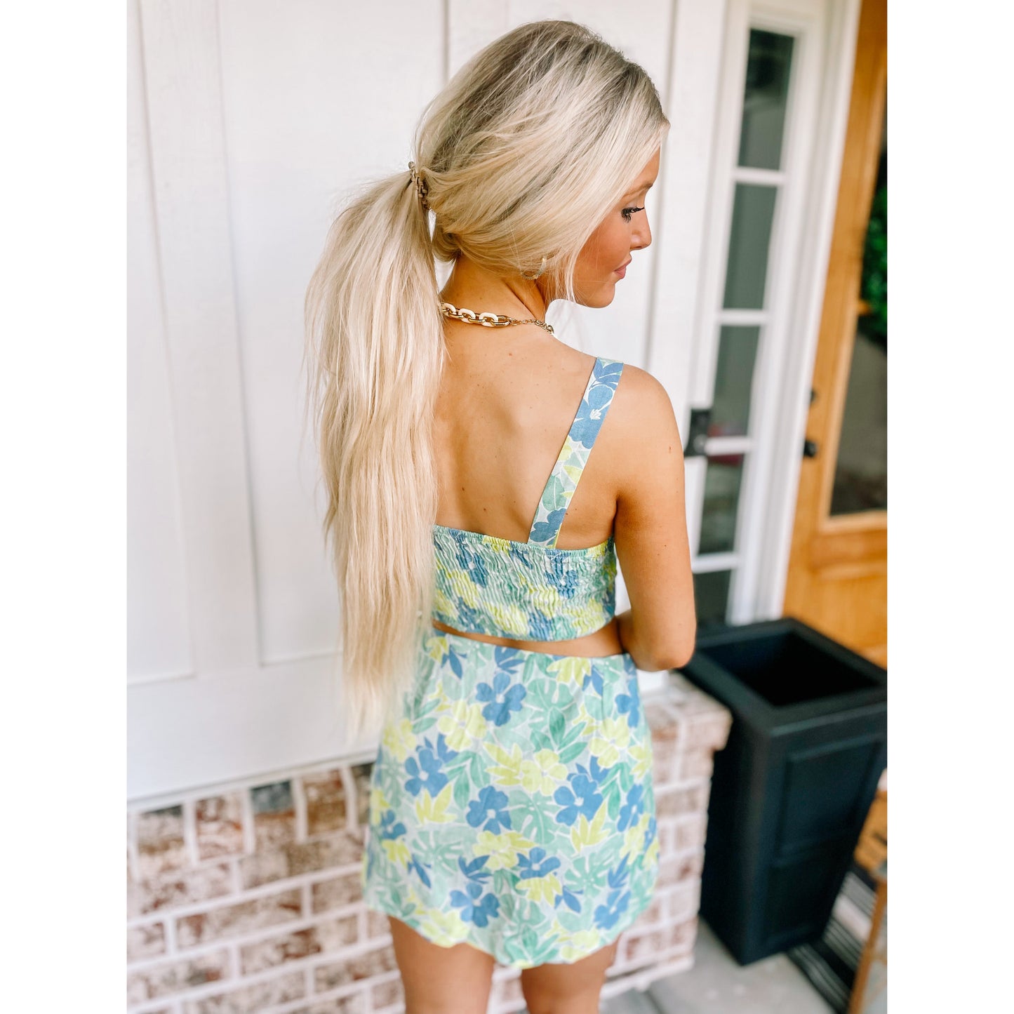 Floral Print Set- Lime/Aqua